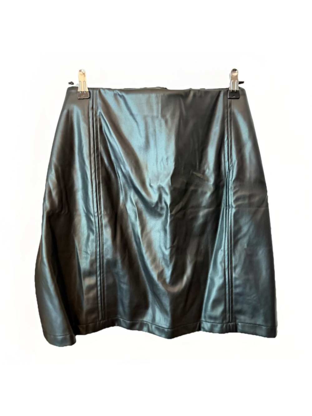 HEYSON Black Faux Leather Mini Skirt Womens 3XL High Waist A-Line Zip Back NWT